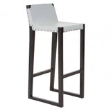 Alden Grey Leather Bar Stool