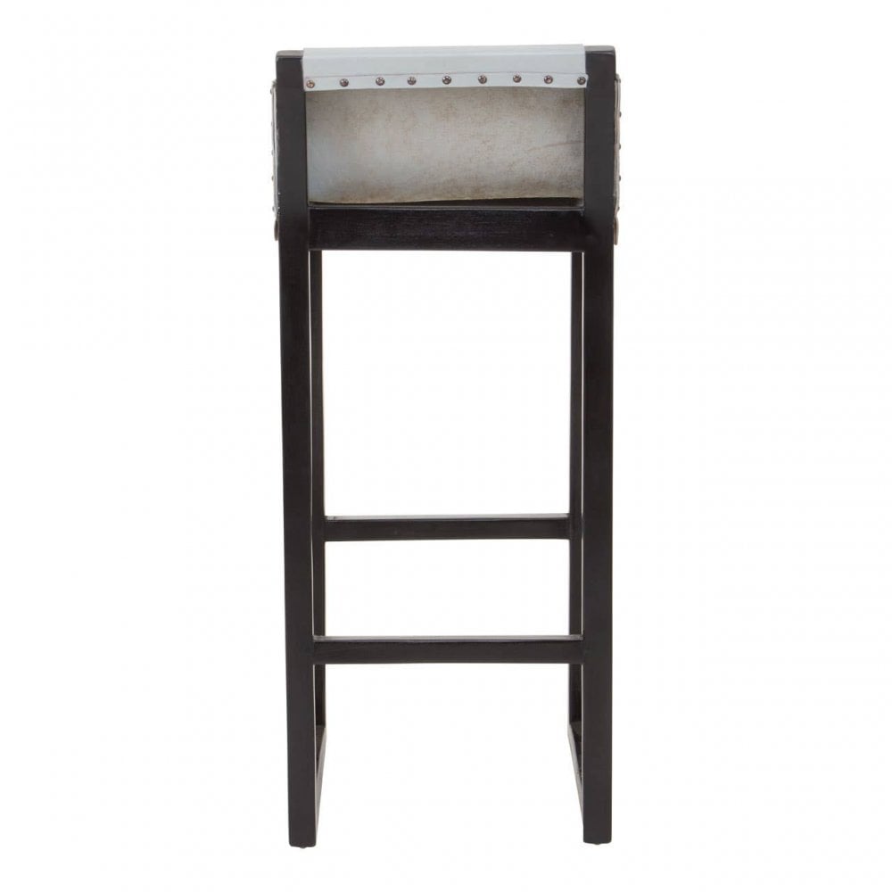 Alden Grey Leather Bar Stool