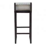 Alden Grey Leather Bar Stool