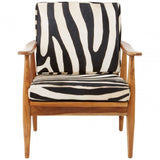 Alden Leather Zebra Pattern And Teak Chair