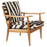 Alden Leather Zebra Pattern And Teak Chair