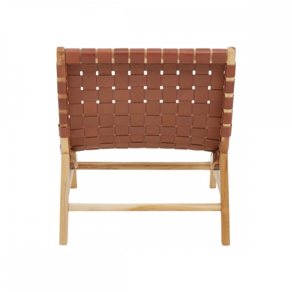 Alden Natural Teak Wood And Leather Chair