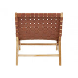 Alden Natural Teak Wood And Leather Chair
