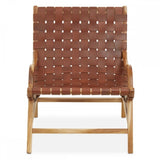 Alden Natural Teak Wood And Leather Chair