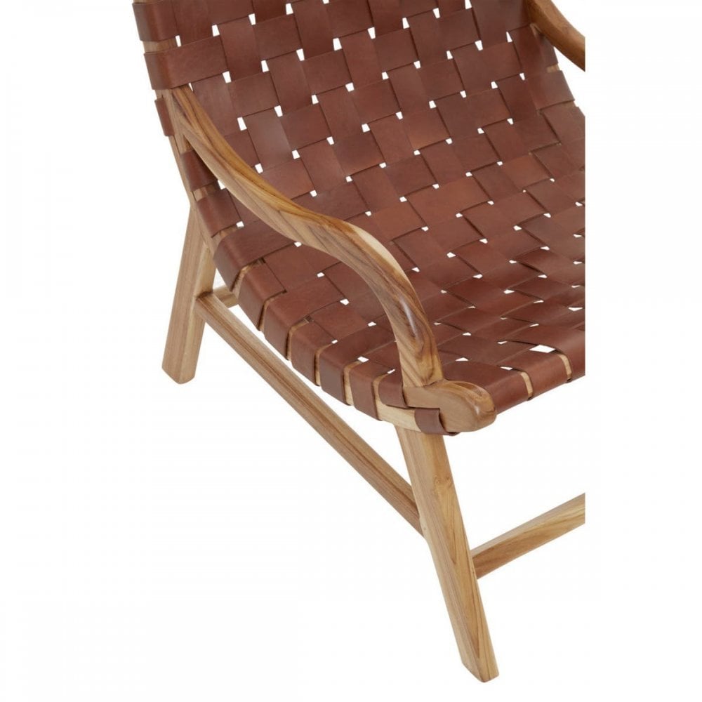 Alden Natural Teak Wood And Leather Chair