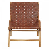 Alden Natural Teak Wood And Leather Chair