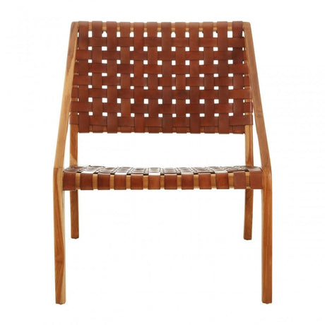Alden Tan Strapped Leather And Teak Chair