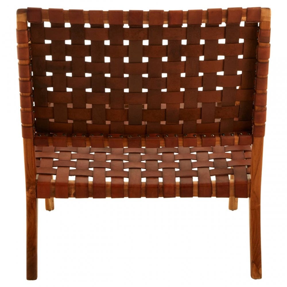 Alden Tan Strapped Leather And Teak Chair