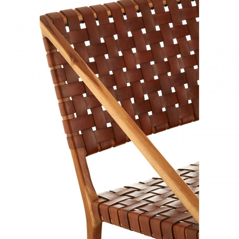 Alden Tan Strapped Leather And Teak Chair
