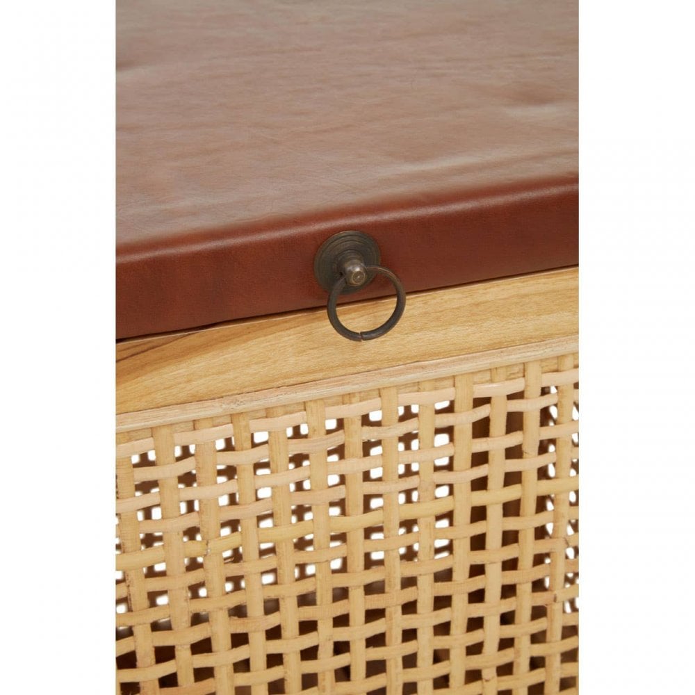 Alden Teak Box With Light Brown Leather