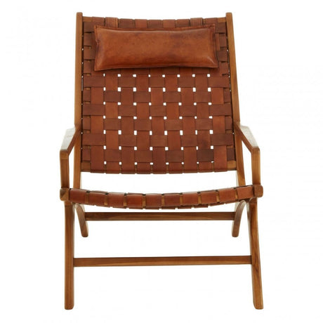 Alden Teak Wood And Leather Chair