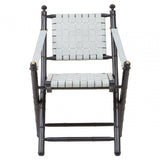 Alden White Leather And Black Teak Wood Chair