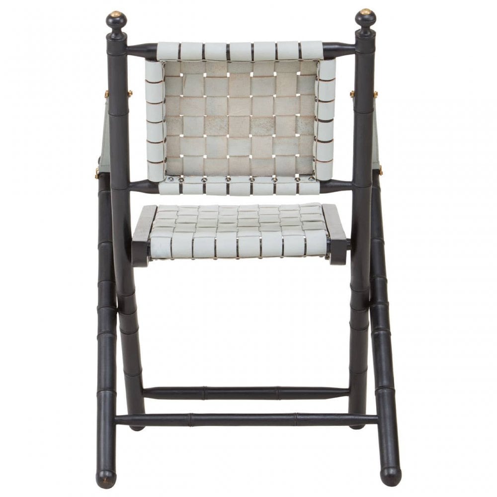Alden White Leather And Black Teak Wood Chair