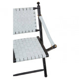 Alden White Leather And Black Teak Wood Chair