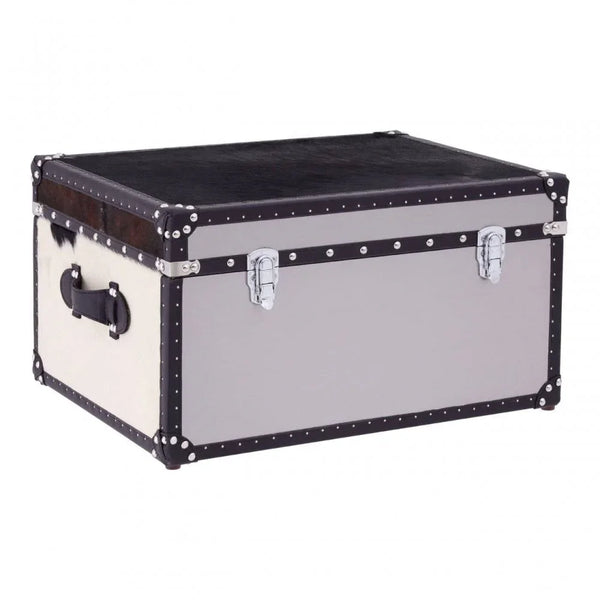 Lancaster Townhouse Black And White Genuine Cowhide Storage Trunk