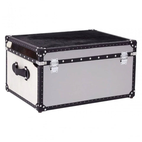 Lancaster Townhouse Black And White Genuine Cowhide Storage Trunk