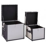 Lancaster Townhouse Black And White Genuine Cowhide Storage Trunk Set