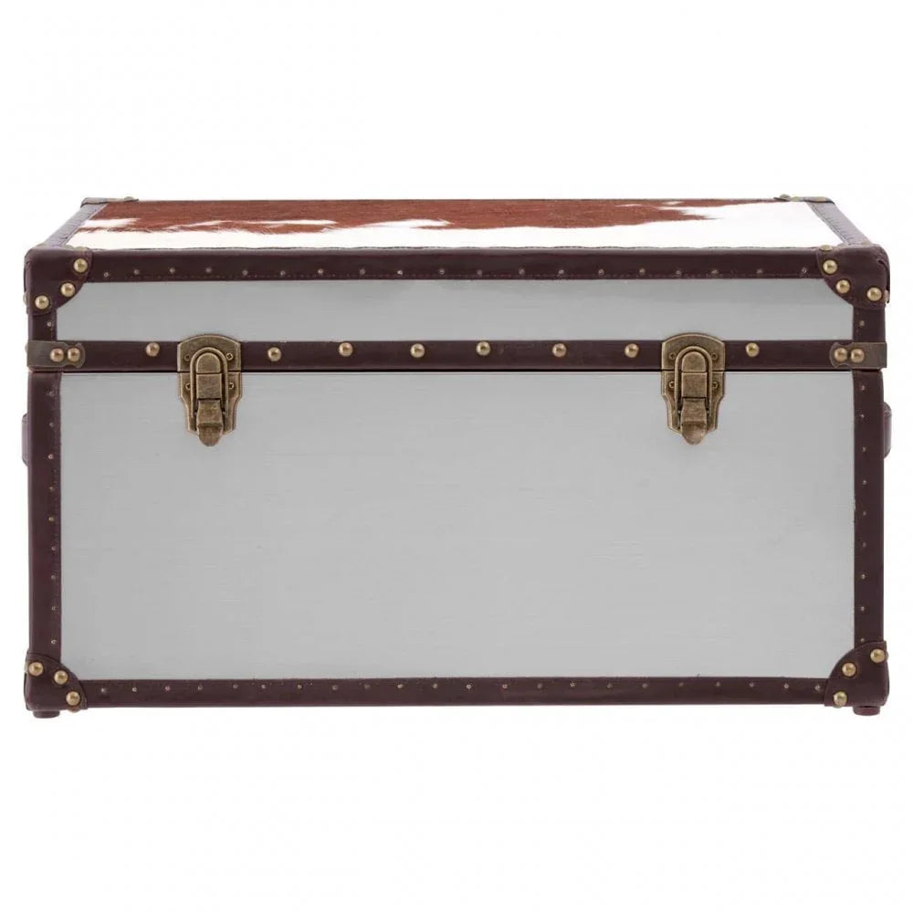 Lancaster Townhouse Brown And White Genuine Cowhide Storage Trunk