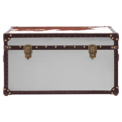 Lancaster Townhouse Brown And White Genuine Cowhide Storage Trunk