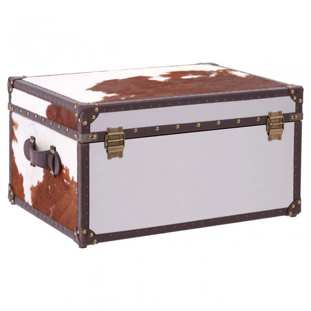 Lancaster Townhouse Brown And White Genuine Cowhide Storage Trunk