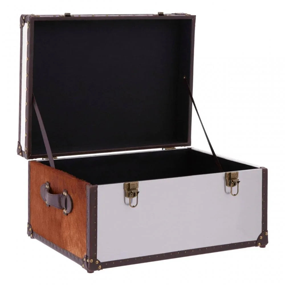 Lancaster Townhouse Brown And White Genuine Cowhide Storage Trunk