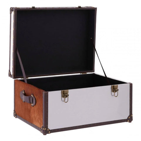 Lancaster Townhouse Brown And White Genuine Cowhide Storage Trunk