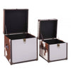 Lancaster Townhouse Brown And White Genuine Cowhide Storage Trunk Set