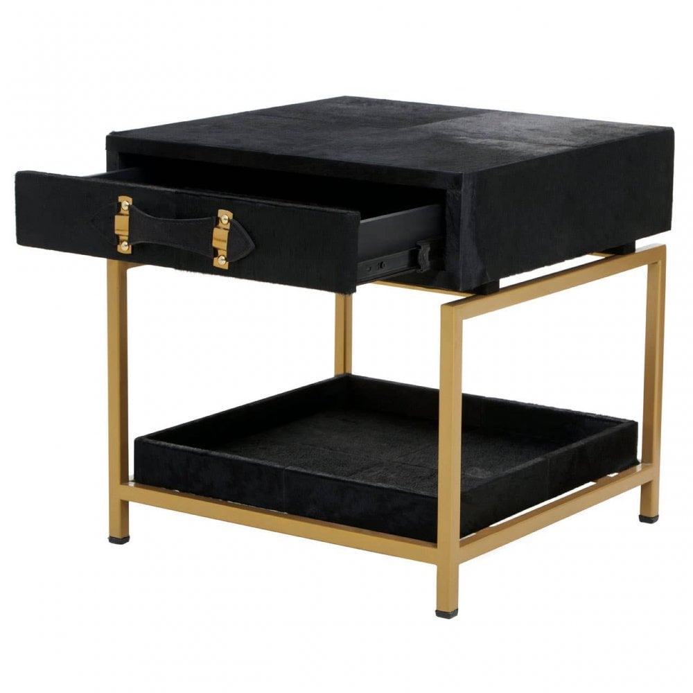 Lancaster Townhouse Hair On Hide Bedside Table