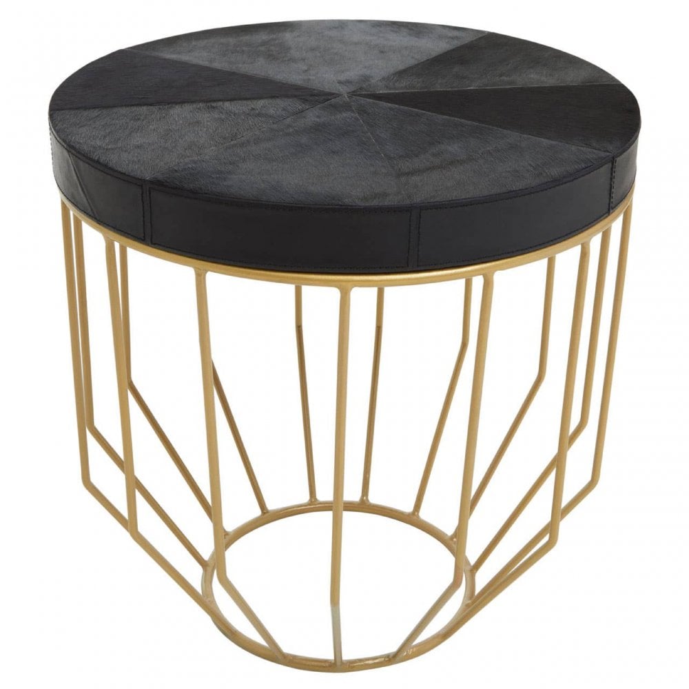 Lancaster Townhouse Hair On Hide Round Side Table