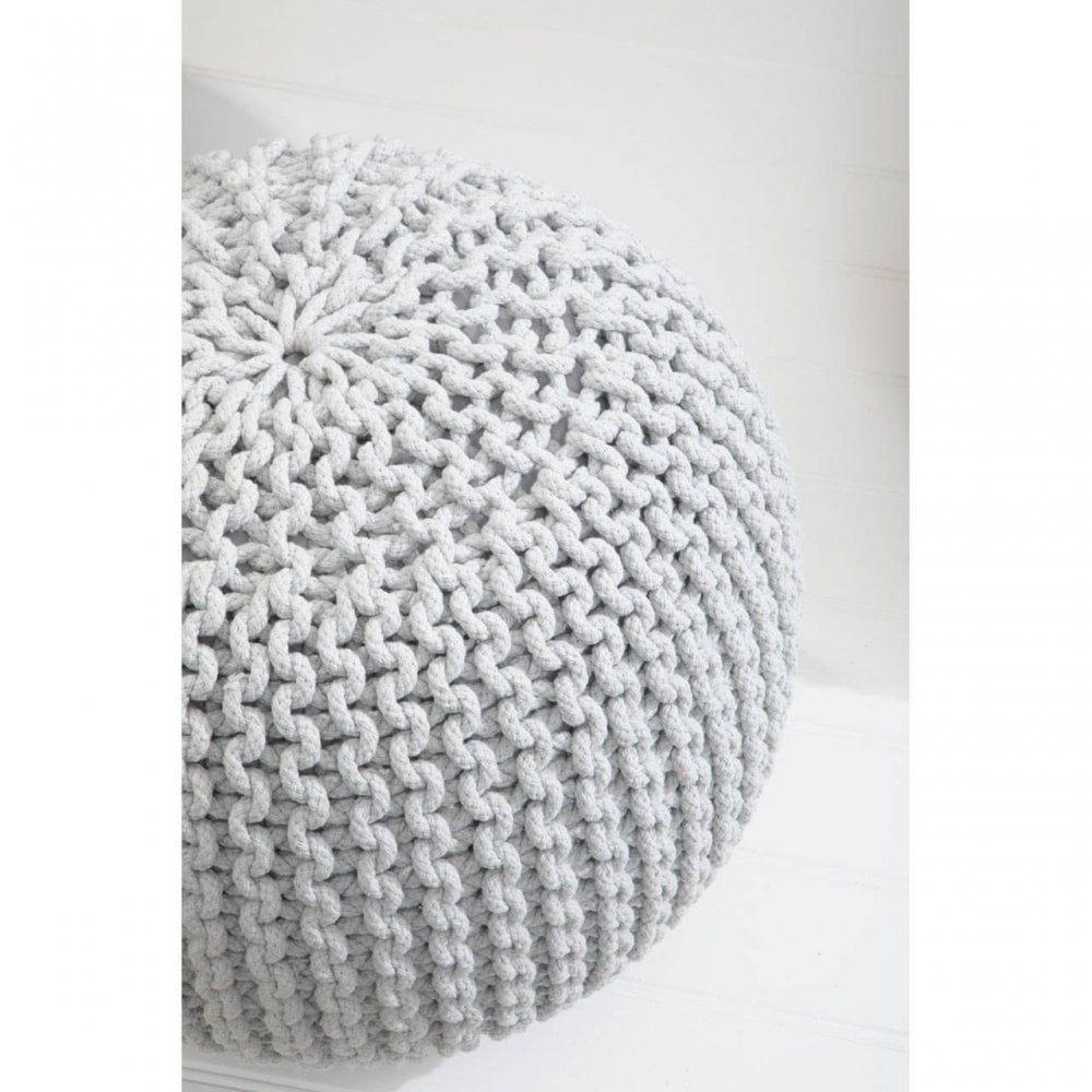 Brayden Grey Knit Pouffe