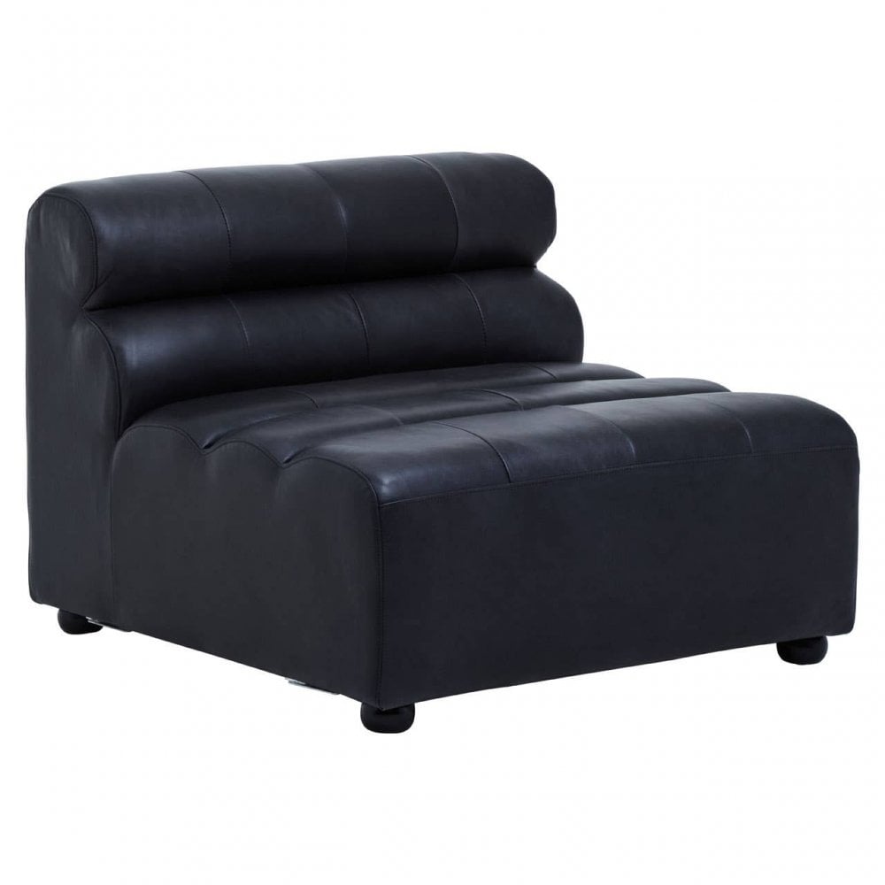 Hudson Armless Distressed Slate Leather Sofa Chair