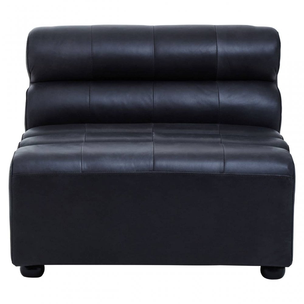 Hudson Armless Distressed Slate Leather Sofa Chair
