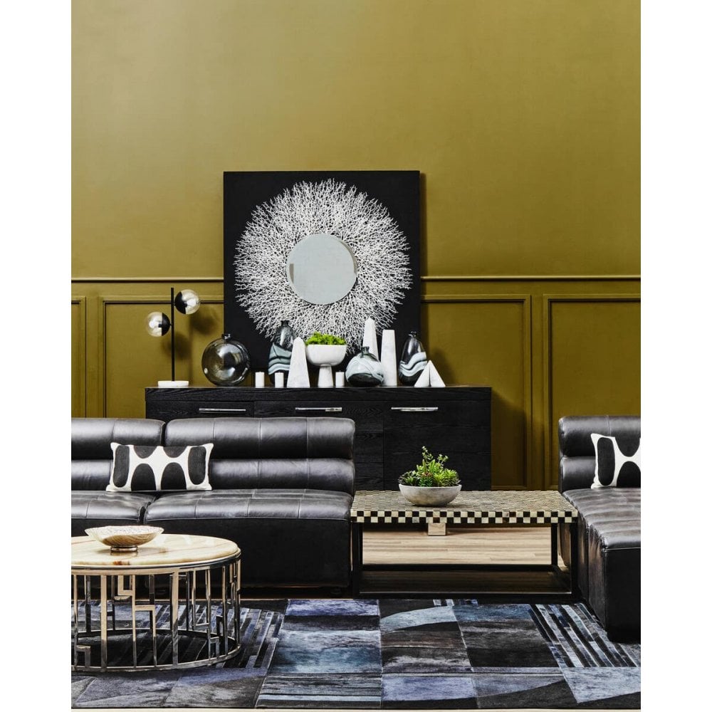 Hudson Armless Distressed Slate Leather Sofa Chair