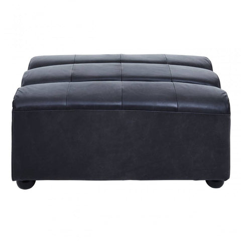 Hudson Distressed Slate Leather Ottoman
