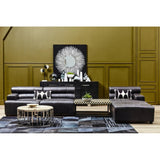 Hudson Distressed Slate Leather Ottoman