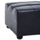 Hudson Distressed Slate Leather Ottoman