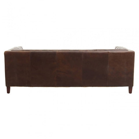 Hudson Three Seater Tufted Back Leather Sofa