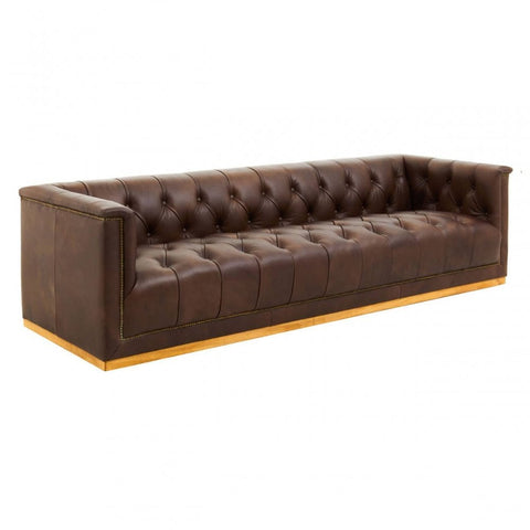 Hudson Three Seater Tufted Leather Sofa