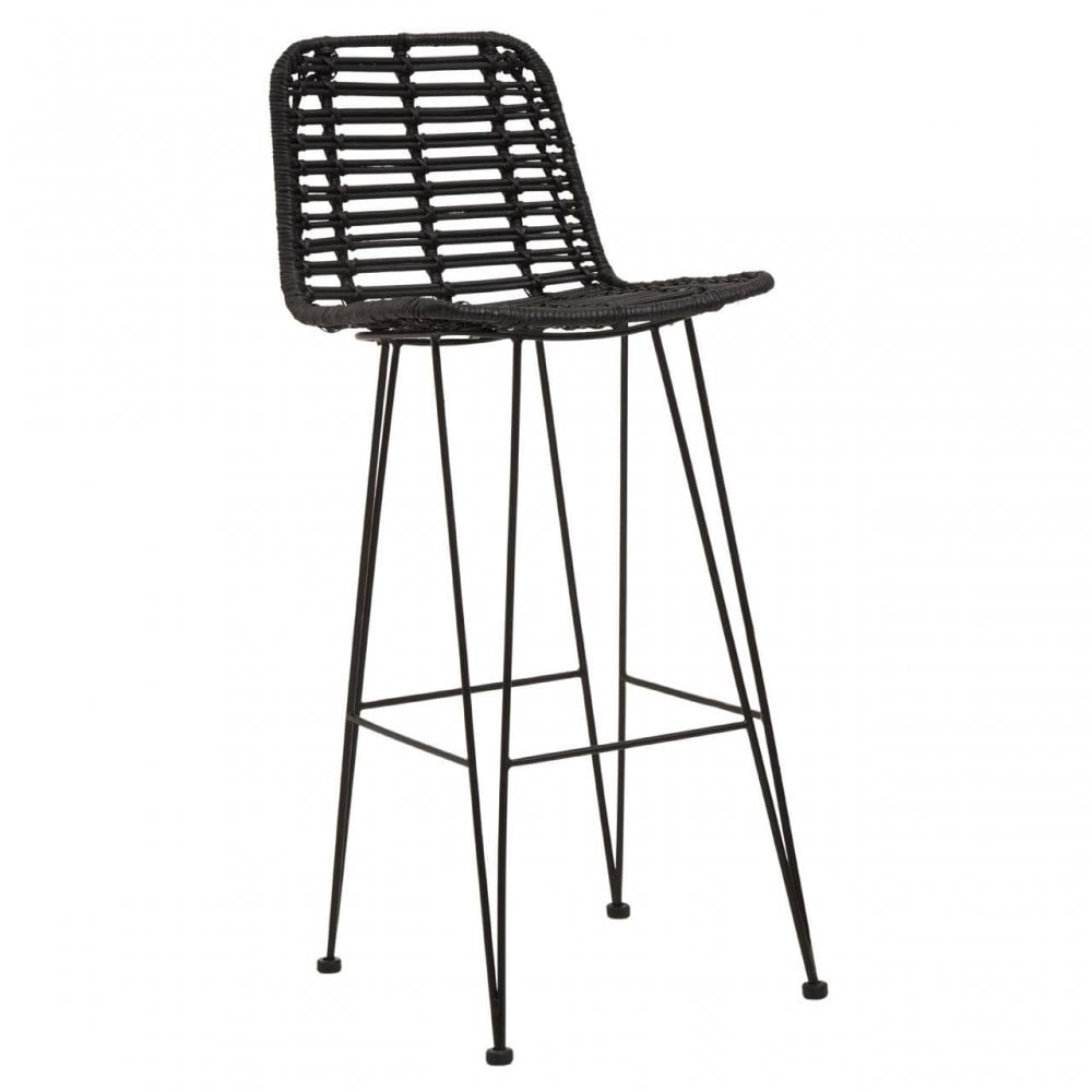Brixton Black Natural Rattan Bar Chair