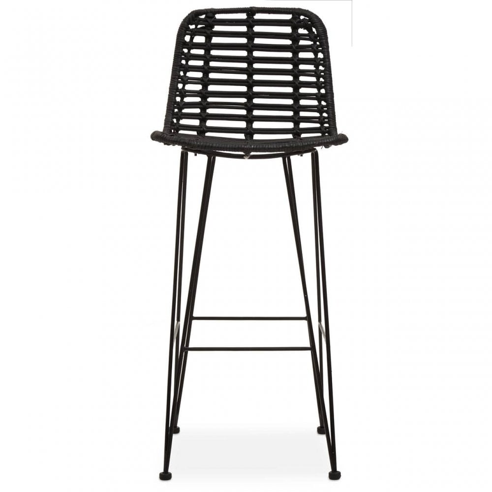 Brixton Black Natural Rattan Bar Chair