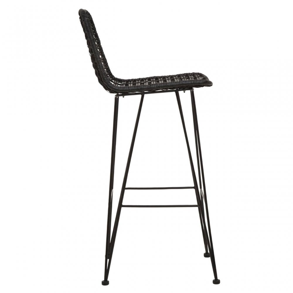 Brixton Black Natural Rattan Bar Chair