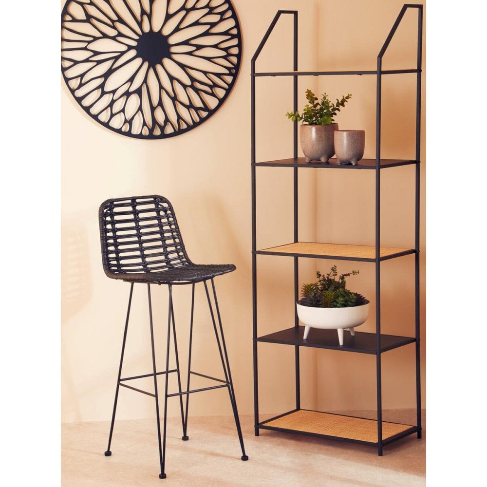Brixton Black Natural Rattan Bar Chair