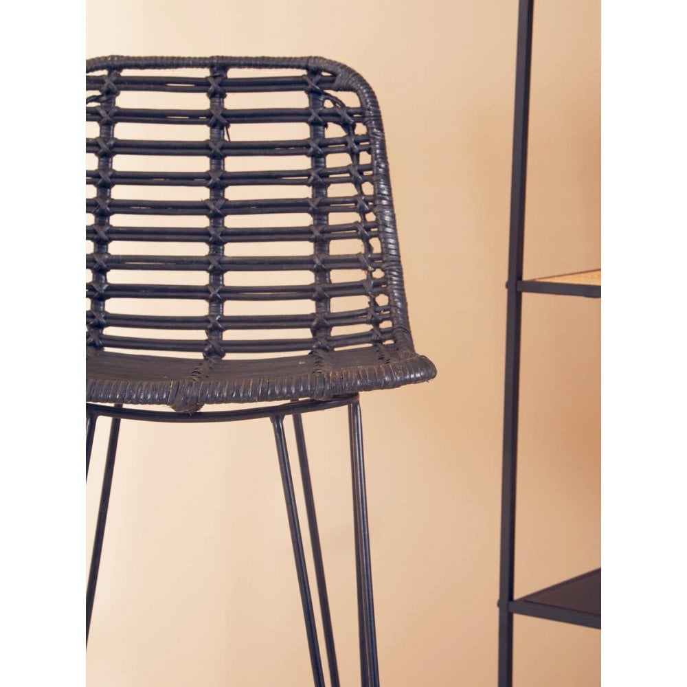Brixton Black Natural Rattan Bar Chair