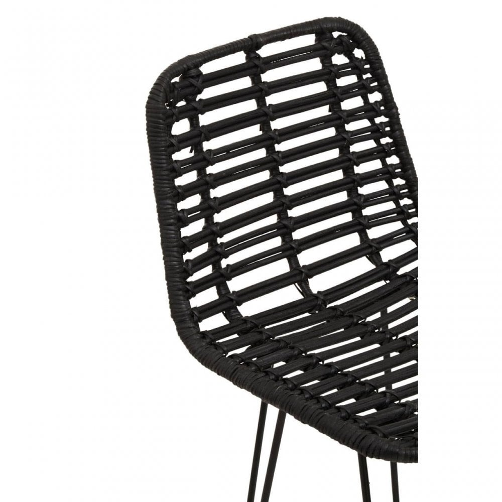 Brixton Black Natural Rattan Bar Chair
