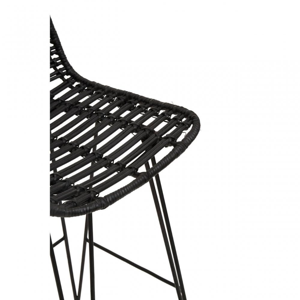Brixton Black Natural Rattan Bar Chair