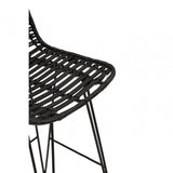 Brixton Black Natural Rattan Bar Chair