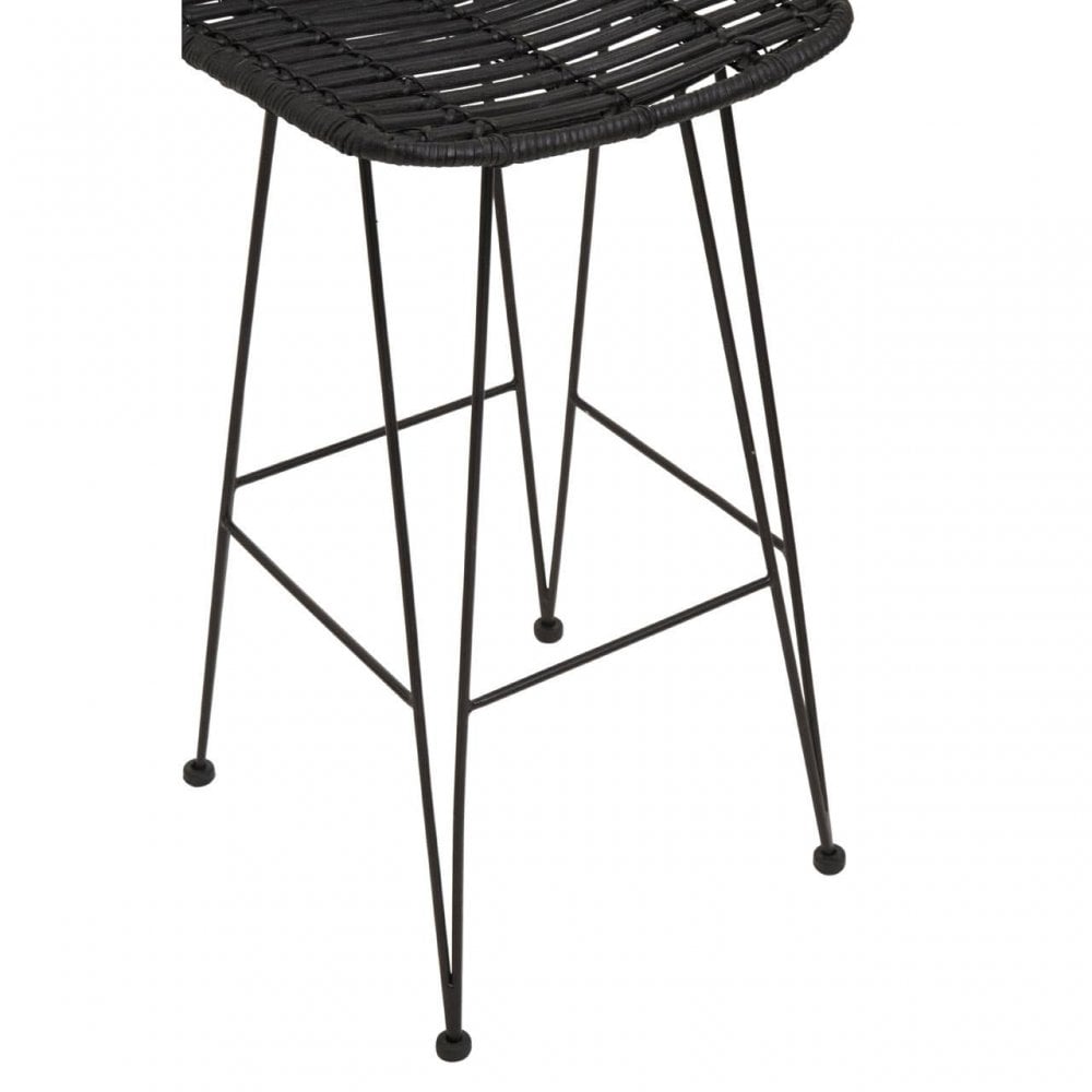 Brixton Black Natural Rattan Bar Chair