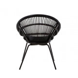 Brixton Black Natural Rattan Chair With Iron Legs