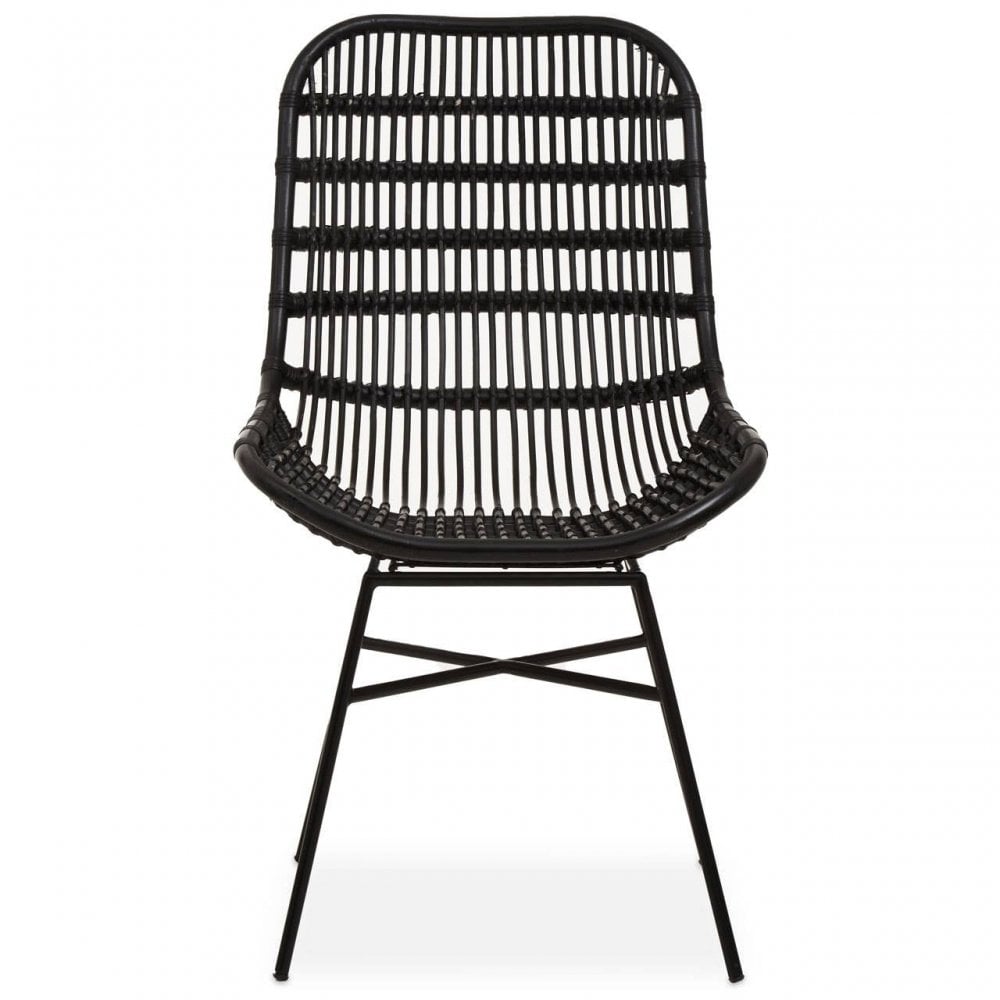 Brixton Curved Black Natural Rattan Chair