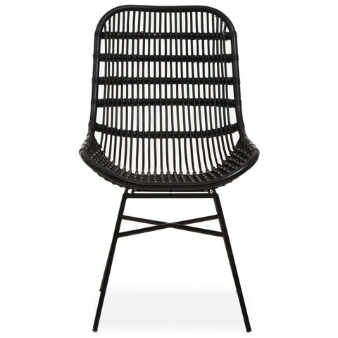 Brixton Curved Black Natural Rattan Chair